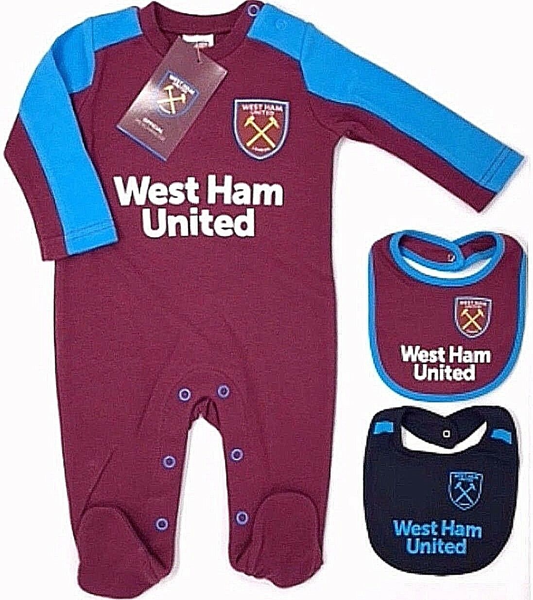 Baby Onesies 2 Pack West Ham United FC Authentic EPL Merchandise UK Import 